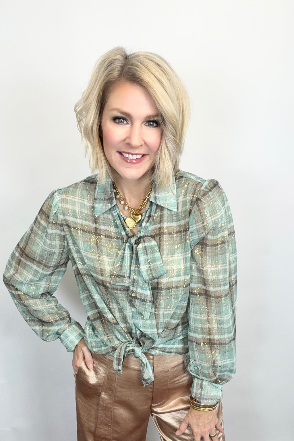 Golden Dust Plaid Blouse