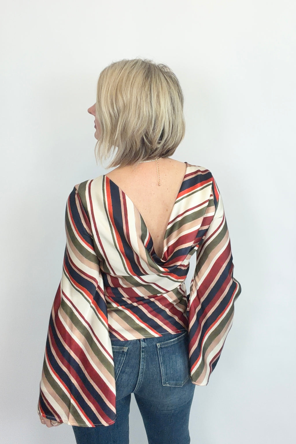 Diagonal Darling Satin Blouse