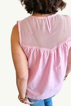 Sweetheart Mesh Detail Top