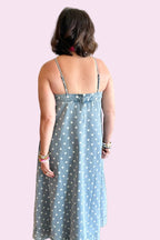 Polka Dot Midi Denim Dress