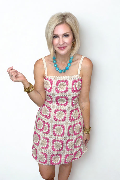 Berry Blossom Crochet Dress