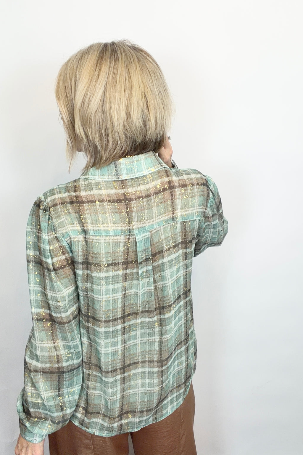 Golden Dust Plaid Blouse