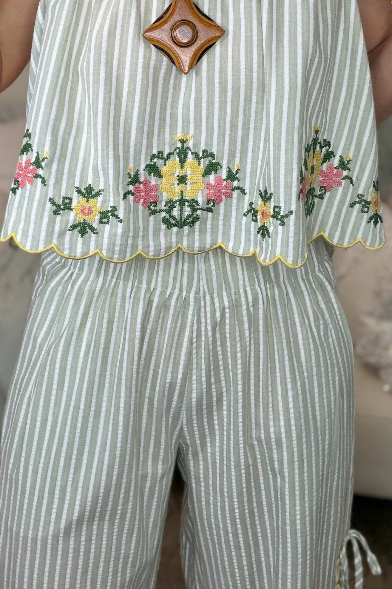 Meadow Stripe Floral Pant Set