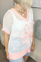 Coral Bloom Netted Top