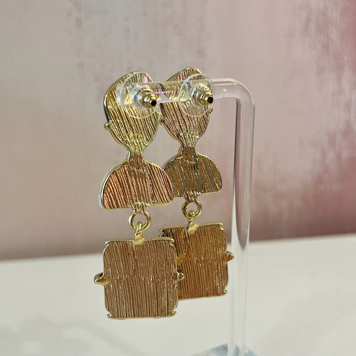 Navy, Noir, and Ivory Stone Stack Earrings