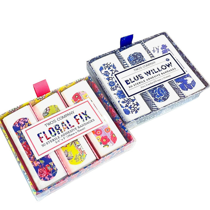 Blossom Bandage Packs- 30 Sterile Adhesive Bandages- Two Options( Floral Fix & Blue Willow)