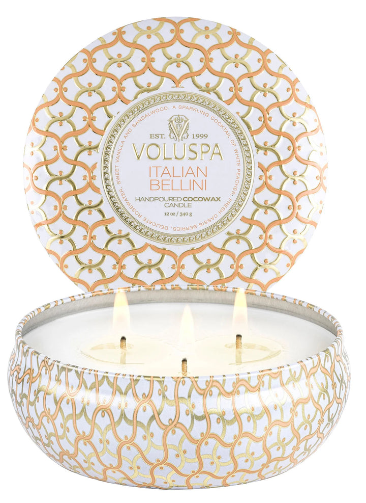 Voluspa- ITALIAN BELLINI 3 WICK TIN CANDLE