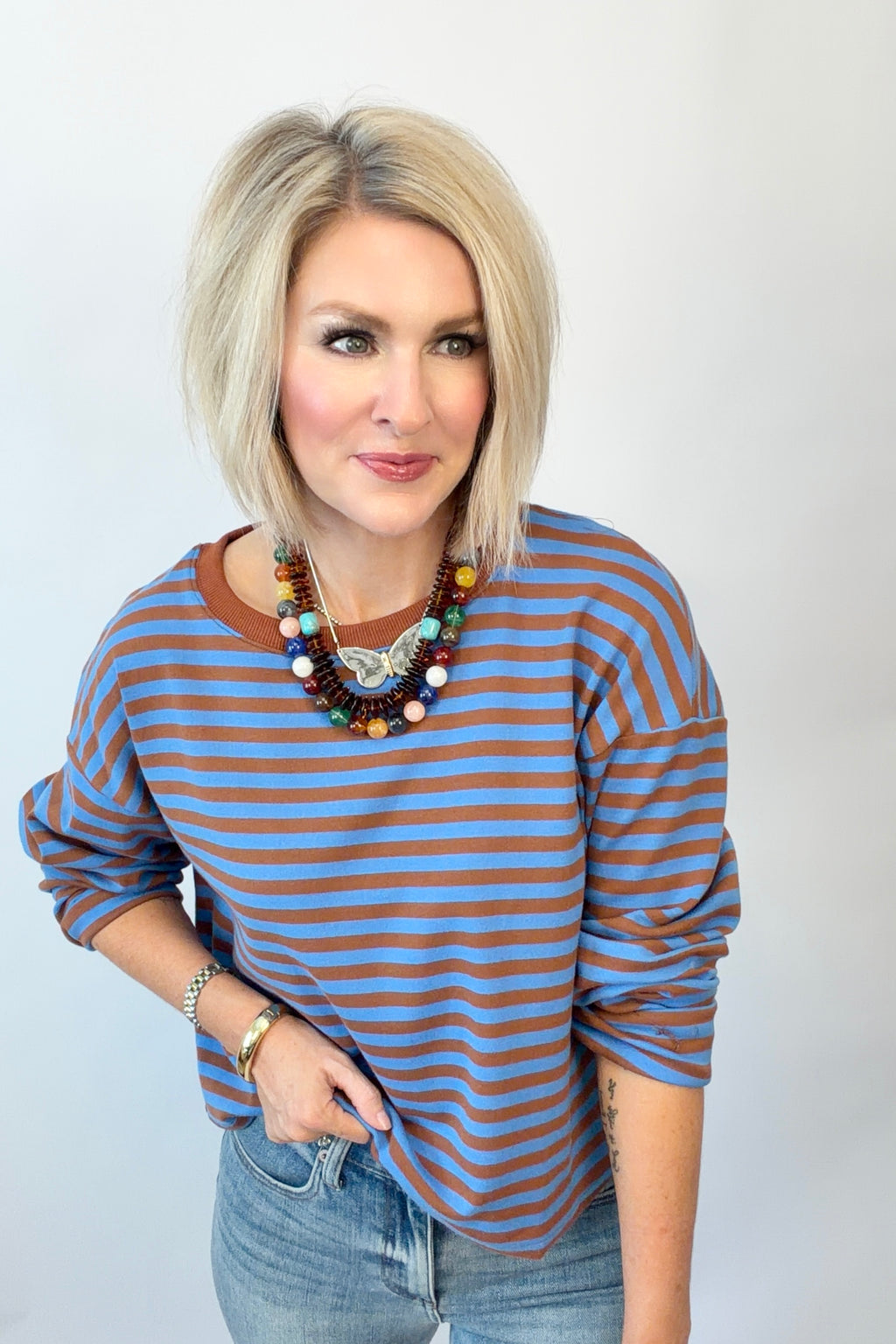 Mocha Blues Striped Top
