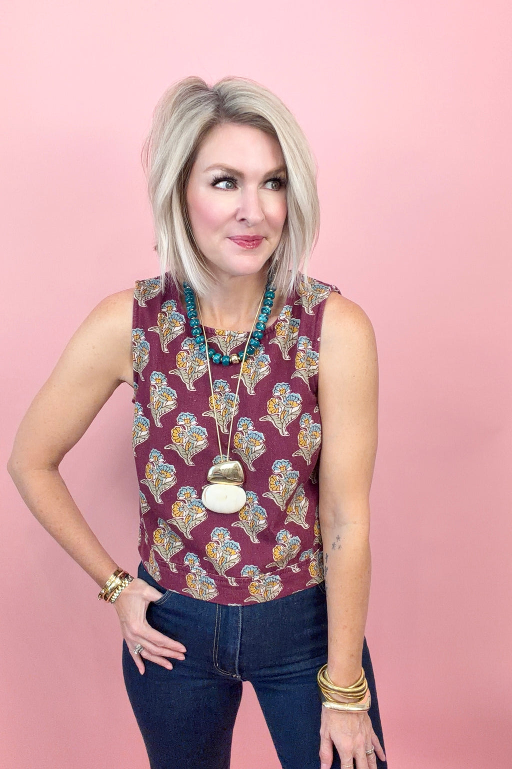 Sundown Floral Denim Top