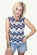 Waves of Blue Chevron Top