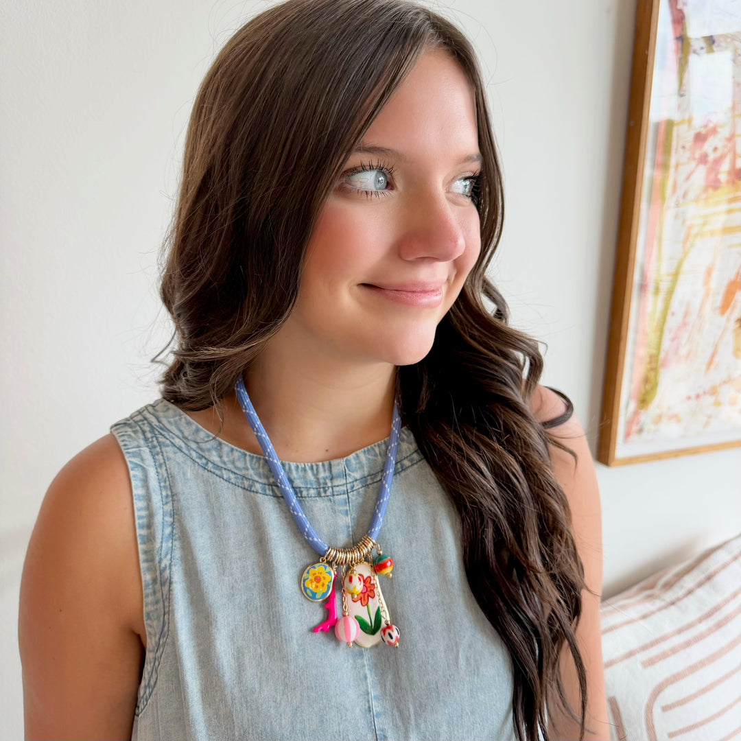Charm Rope Necklace- Lilac
