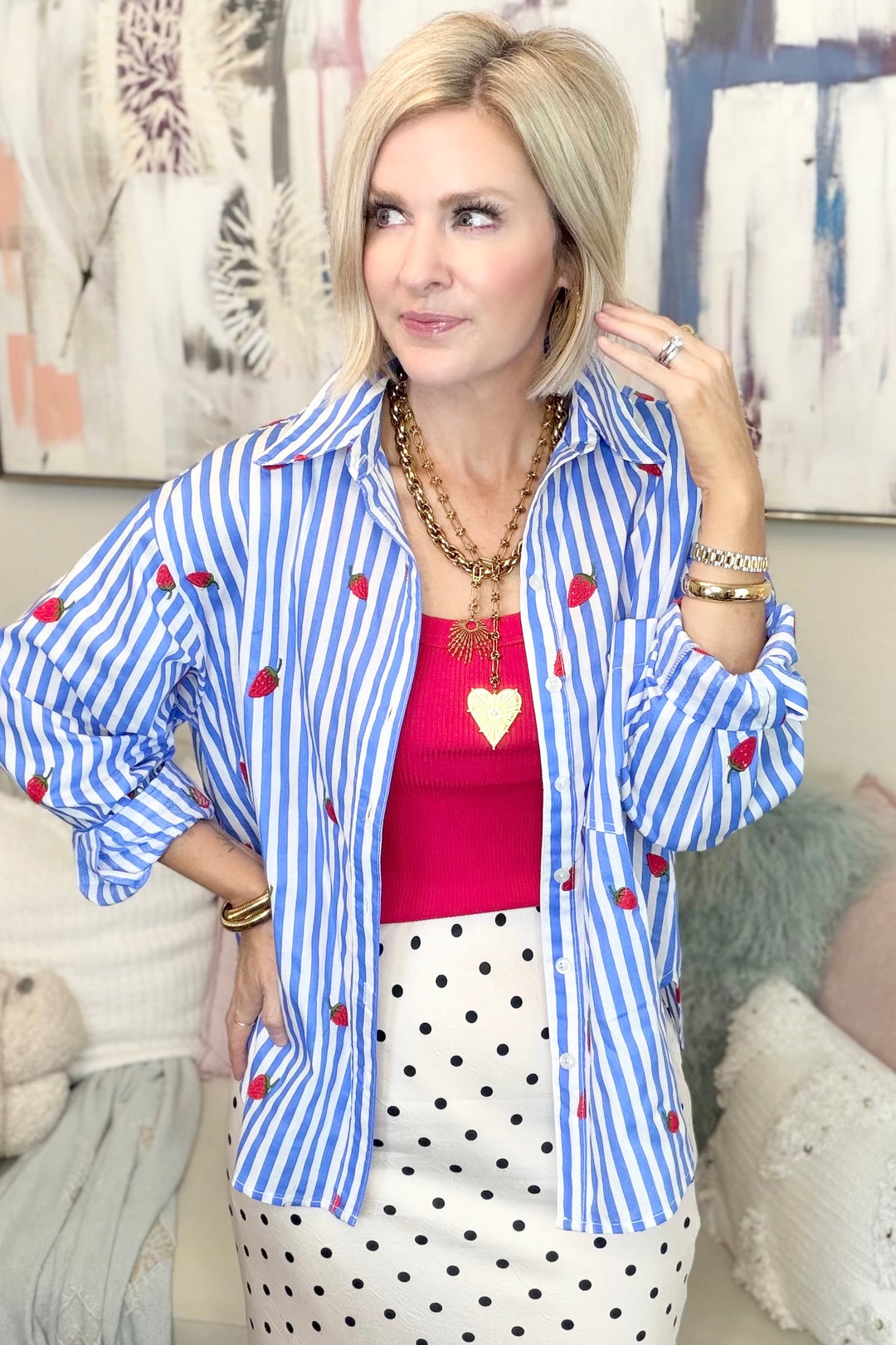Strawberry Fields Button Down Shirt
