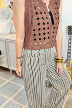 Mocha Striped Low Rise Jeans