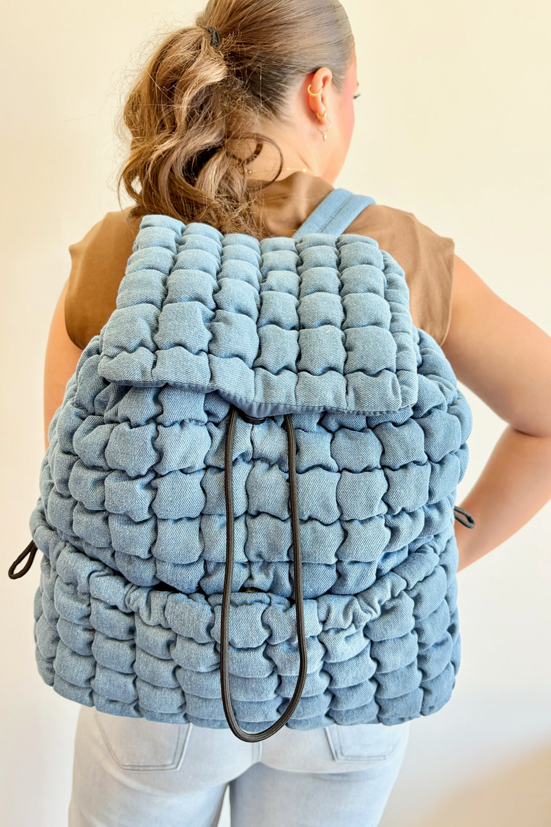 Sloane Denim Puffer Backpack
