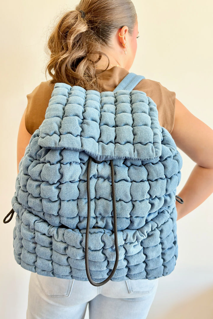 Sloane Denim Puffer Backpack