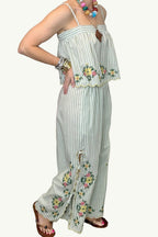 Meadow Stripe Floral Pant Set