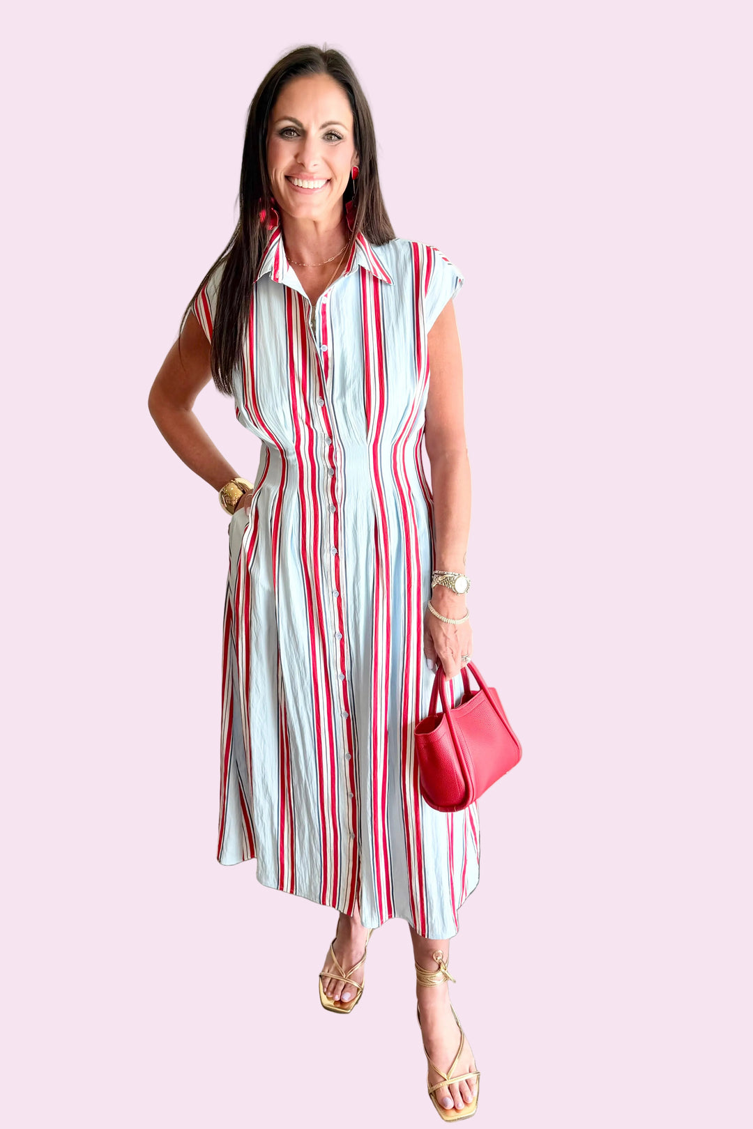 Celebrate Striped Midi Dress