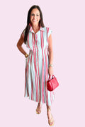 Celebrate Striped Midi Dress