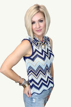 Waves of Blue Chevron Top