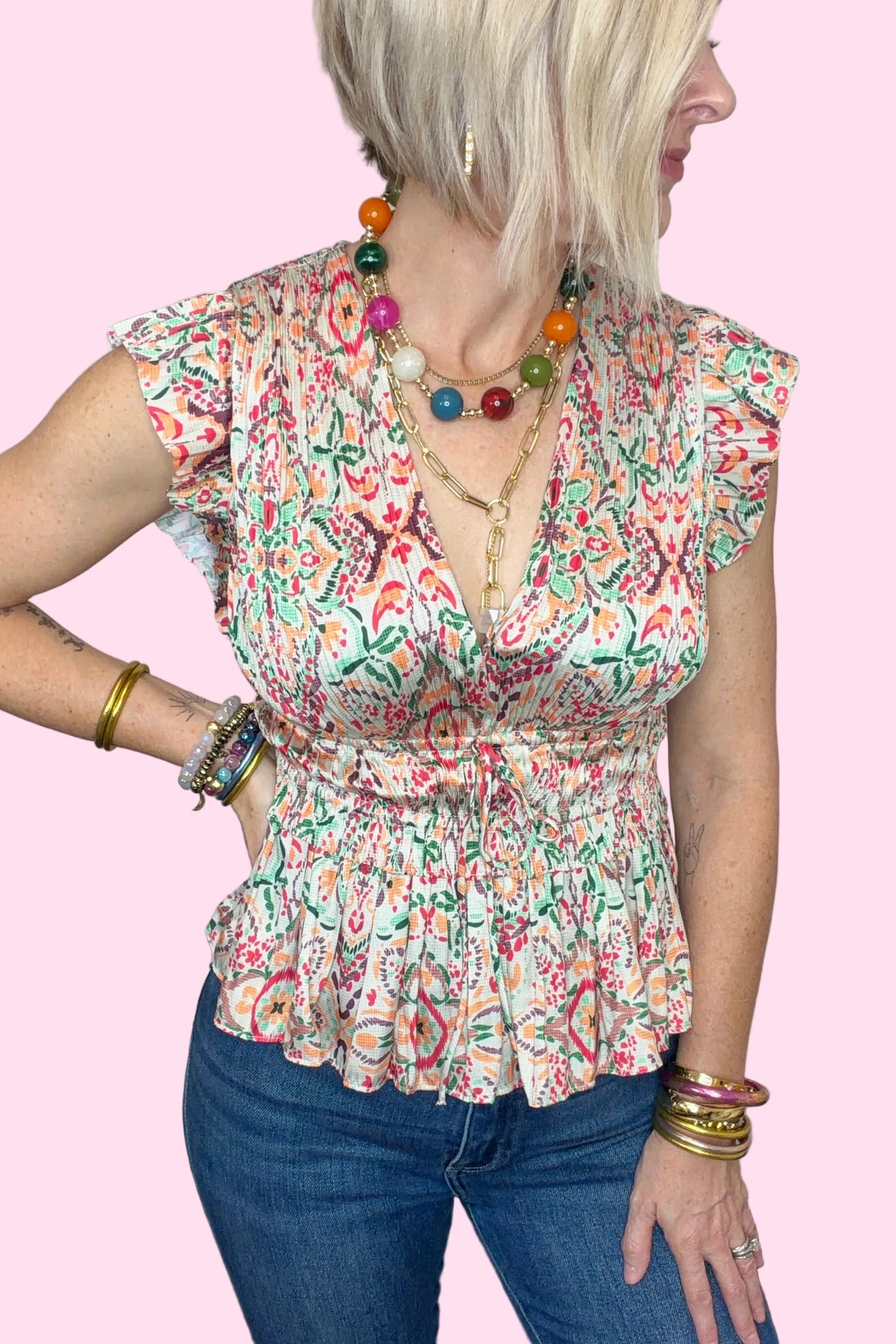 Kaleidoscope Pleated Blouse
