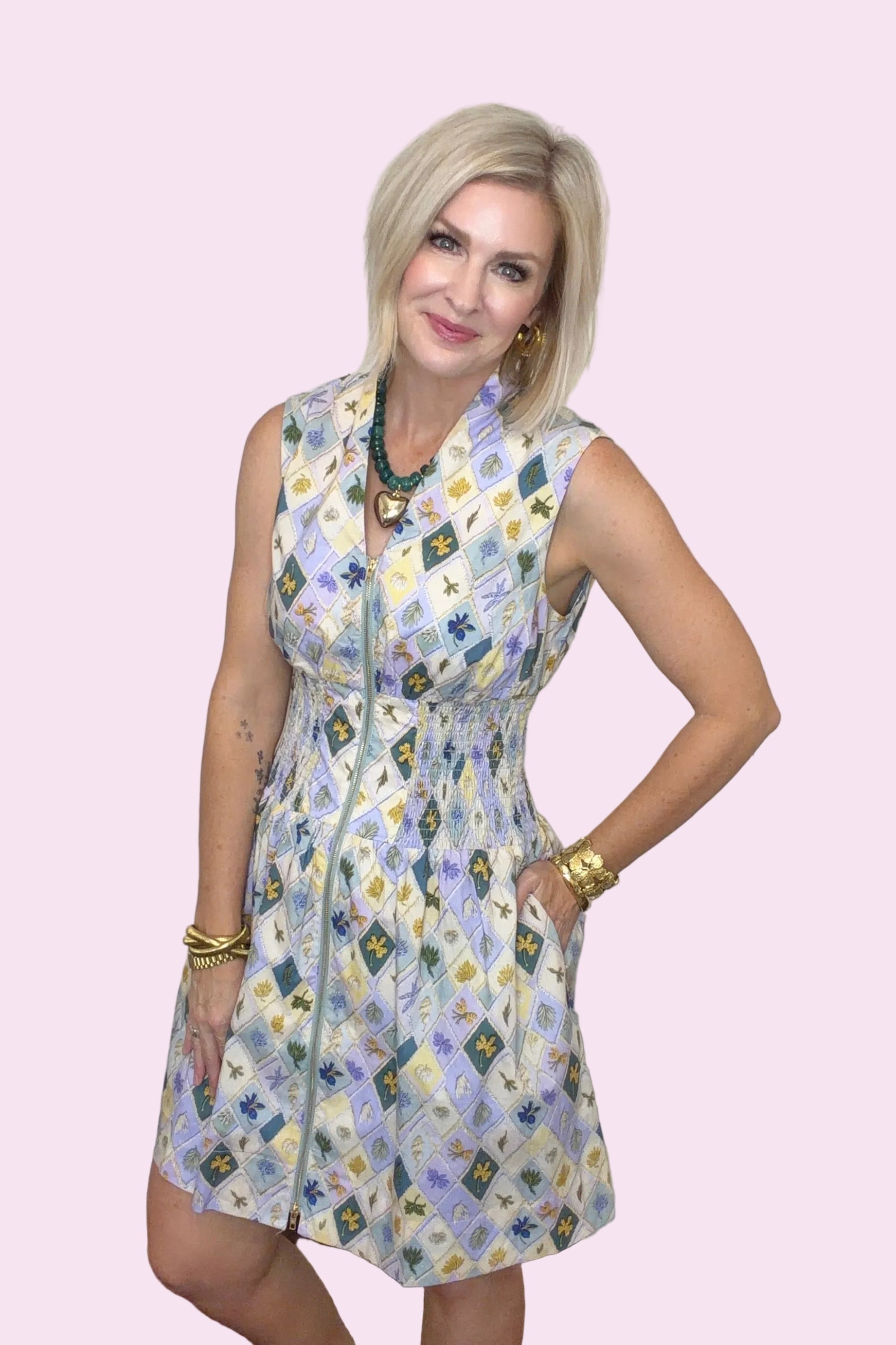 Wildflower Trellis Zip Dress