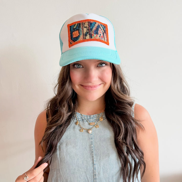 Patchwork Teal Hat