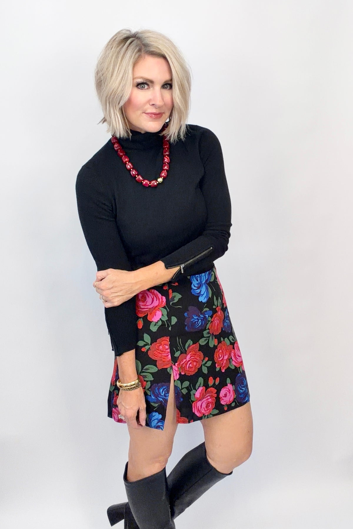 Midnight Bloom Mini Skirt