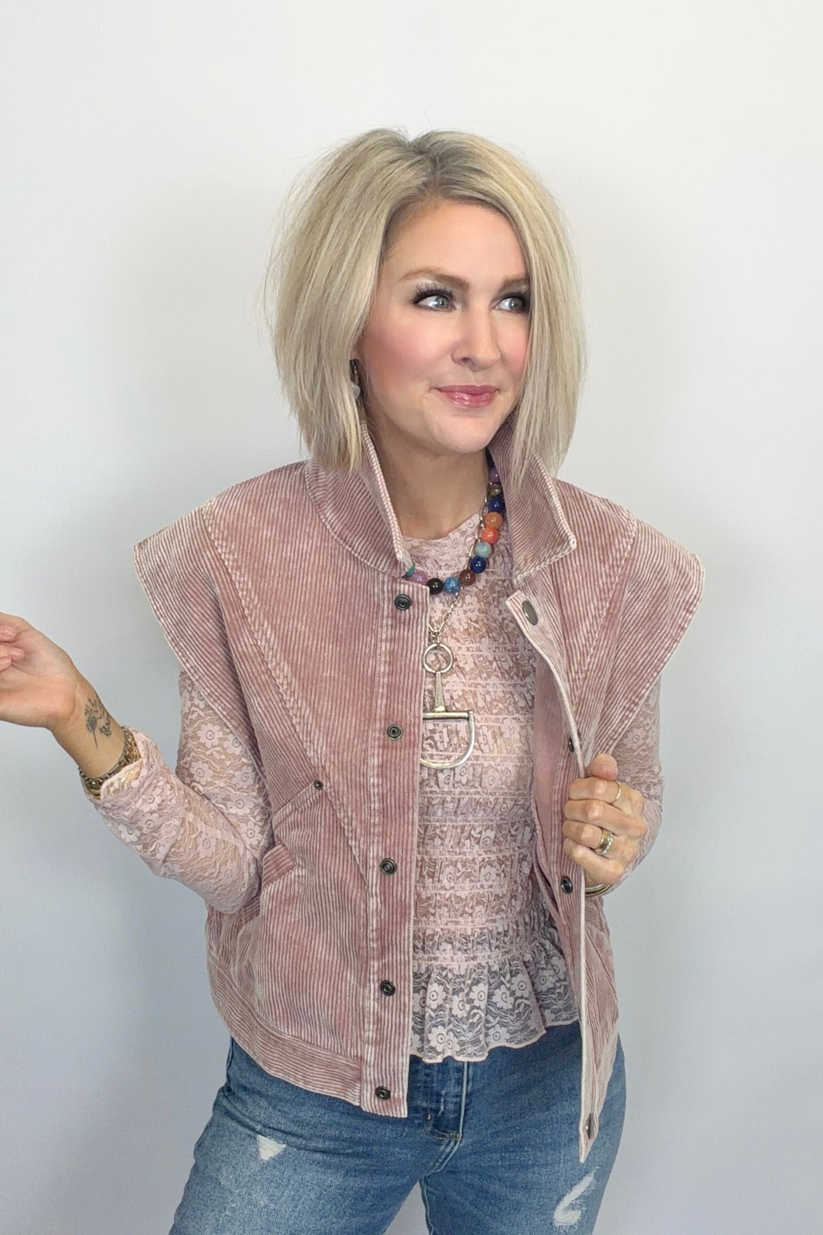 Rose to the Occasion Corduroy Vest