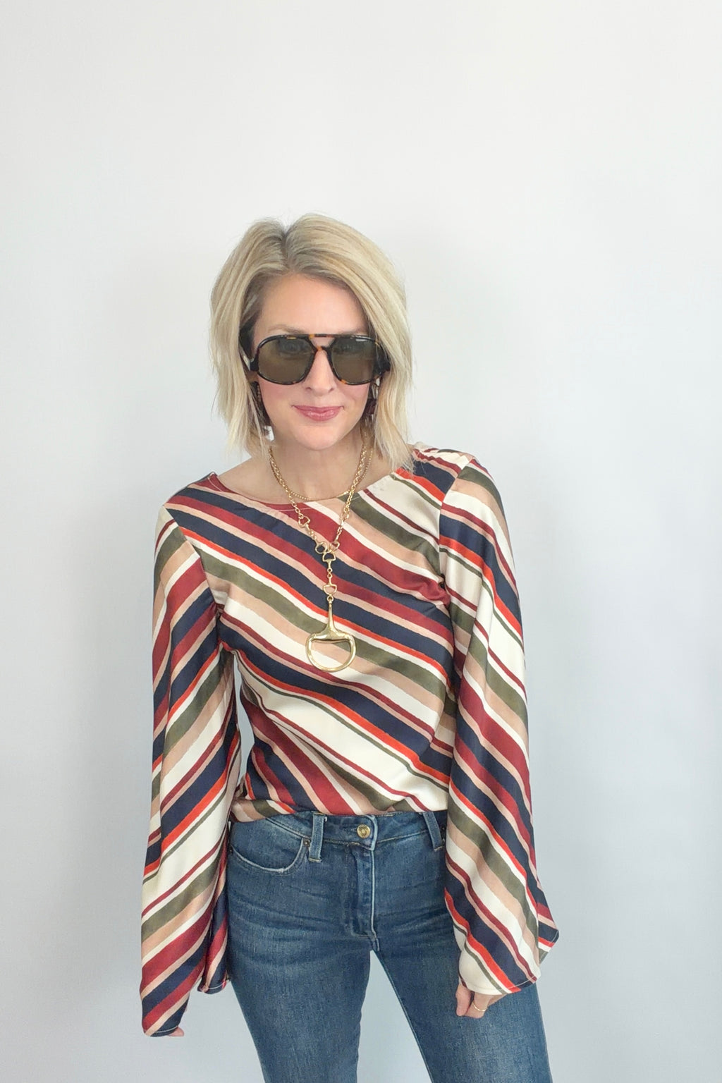 Diagonal Darling Satin Blouse