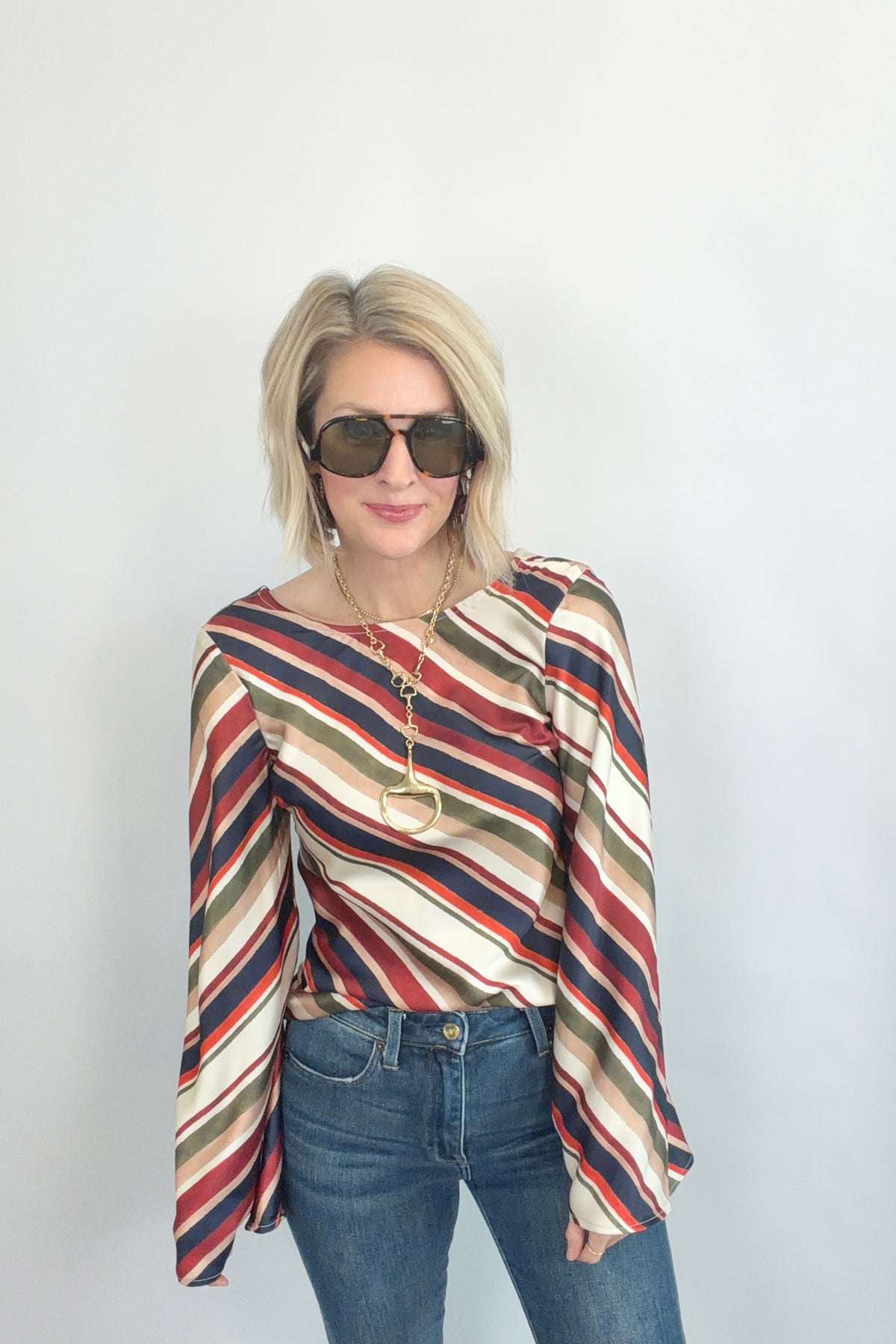 Diagonal Darling Satin Blouse