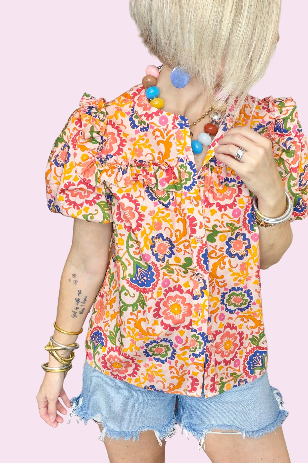Bloom Where You Are Planted Puff Sleeve Blouse