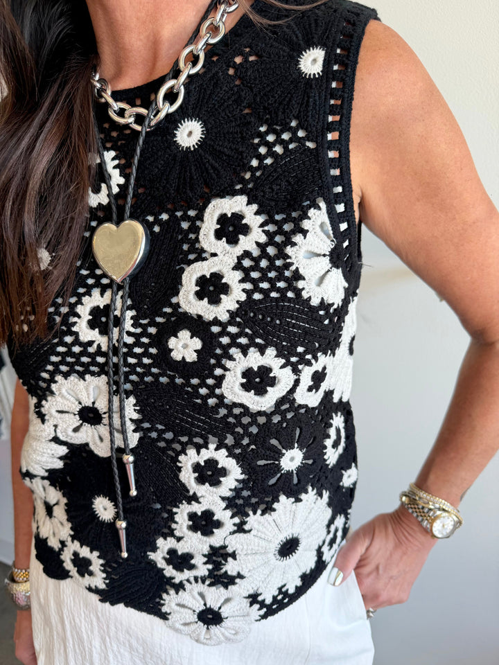 Midnight Bloom Crochet Top