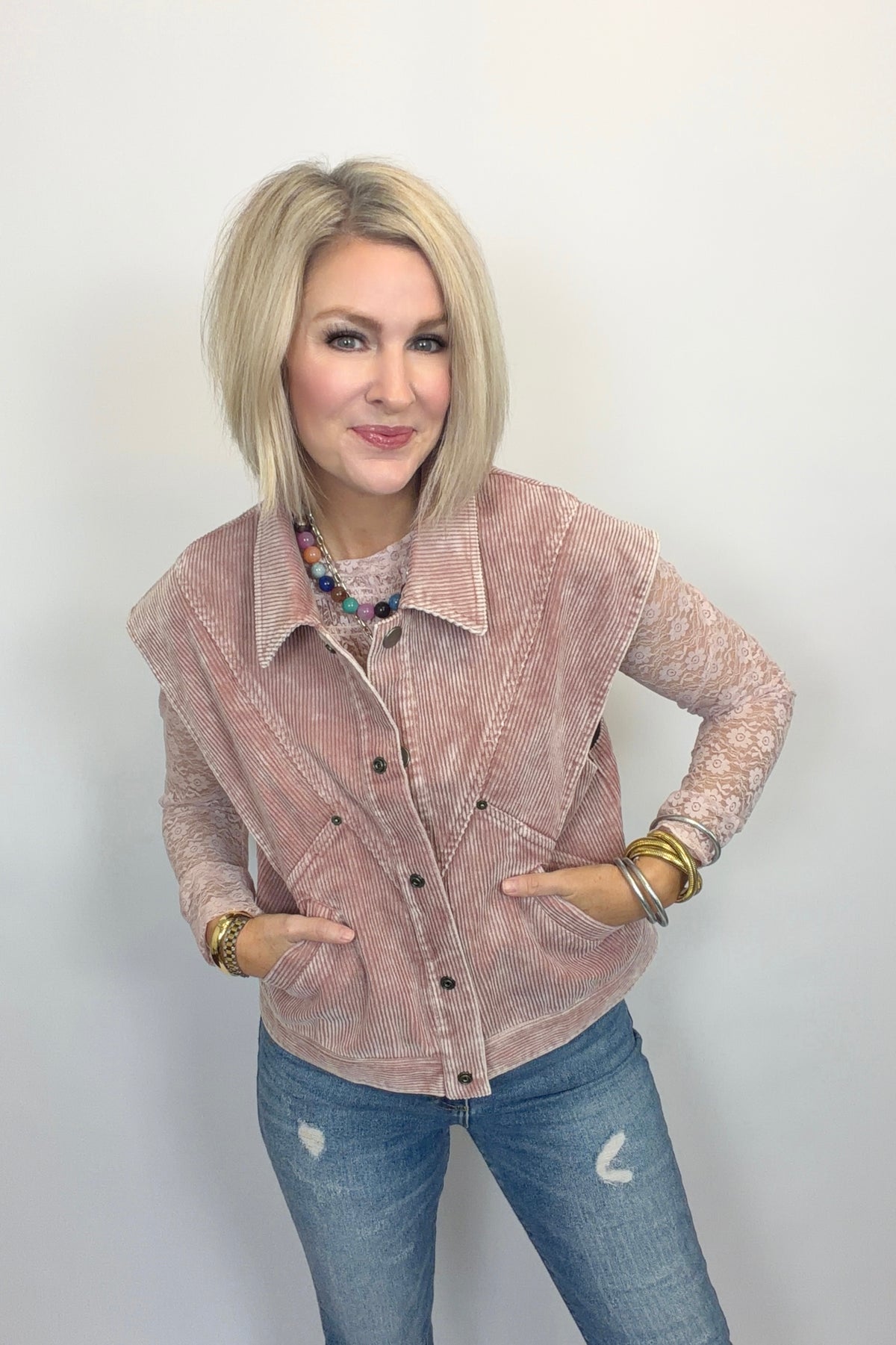 Rose to the Occasion Corduroy Vest