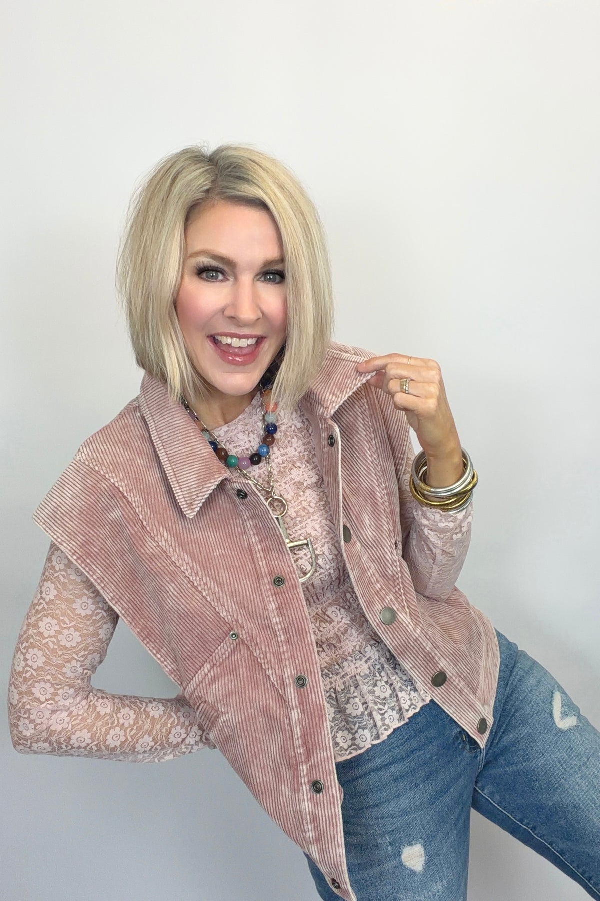 Rose to the Occasion Corduroy Vest