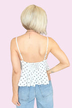Dot Your I’s Polka Dot Peplum Top