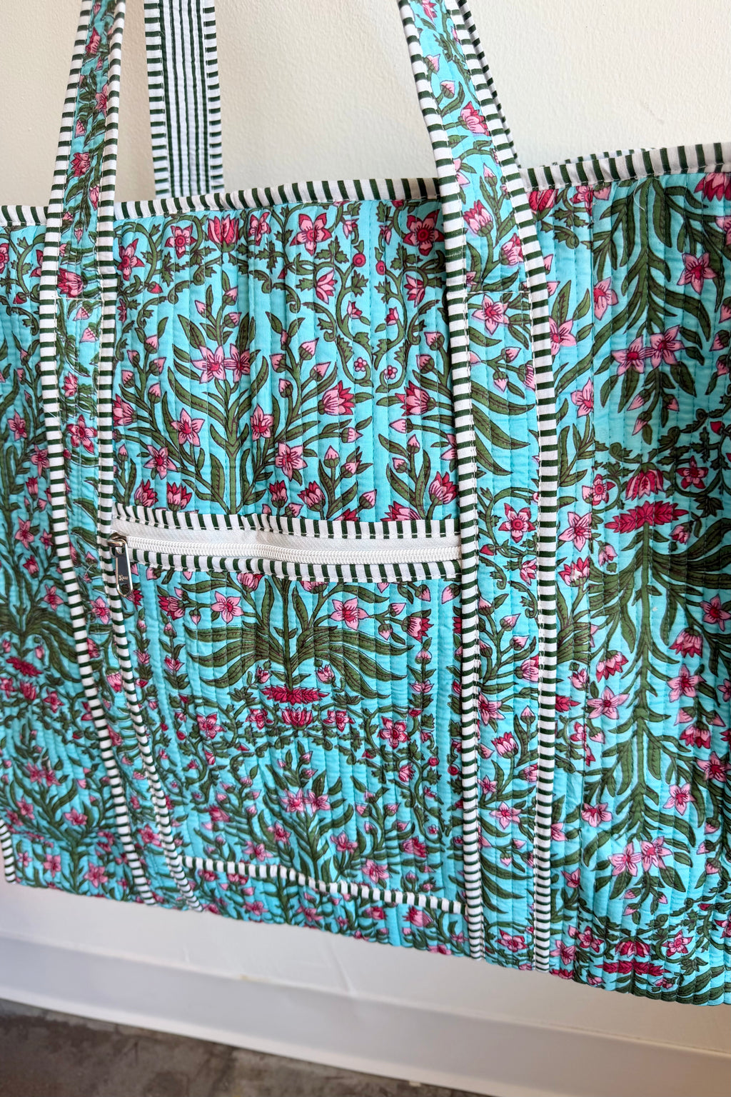 The Block Print Tote- Turquoise Floral, Orange Cheetah, Pink Floral