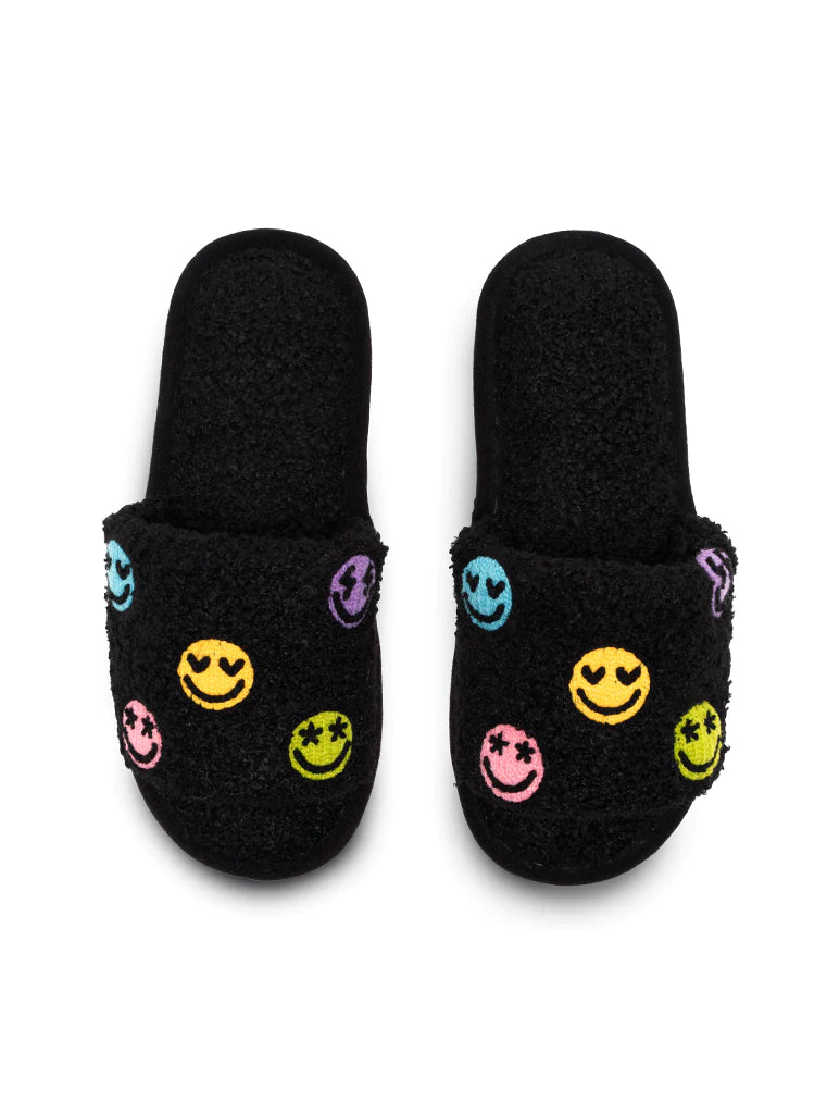 Slippers- Black Happy All over Slides
