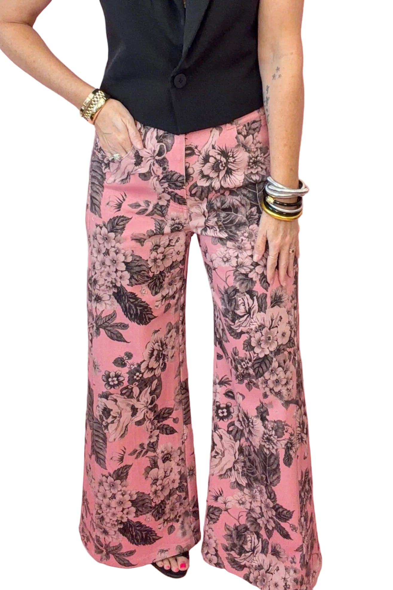Pretty in Pink Floral Jeans