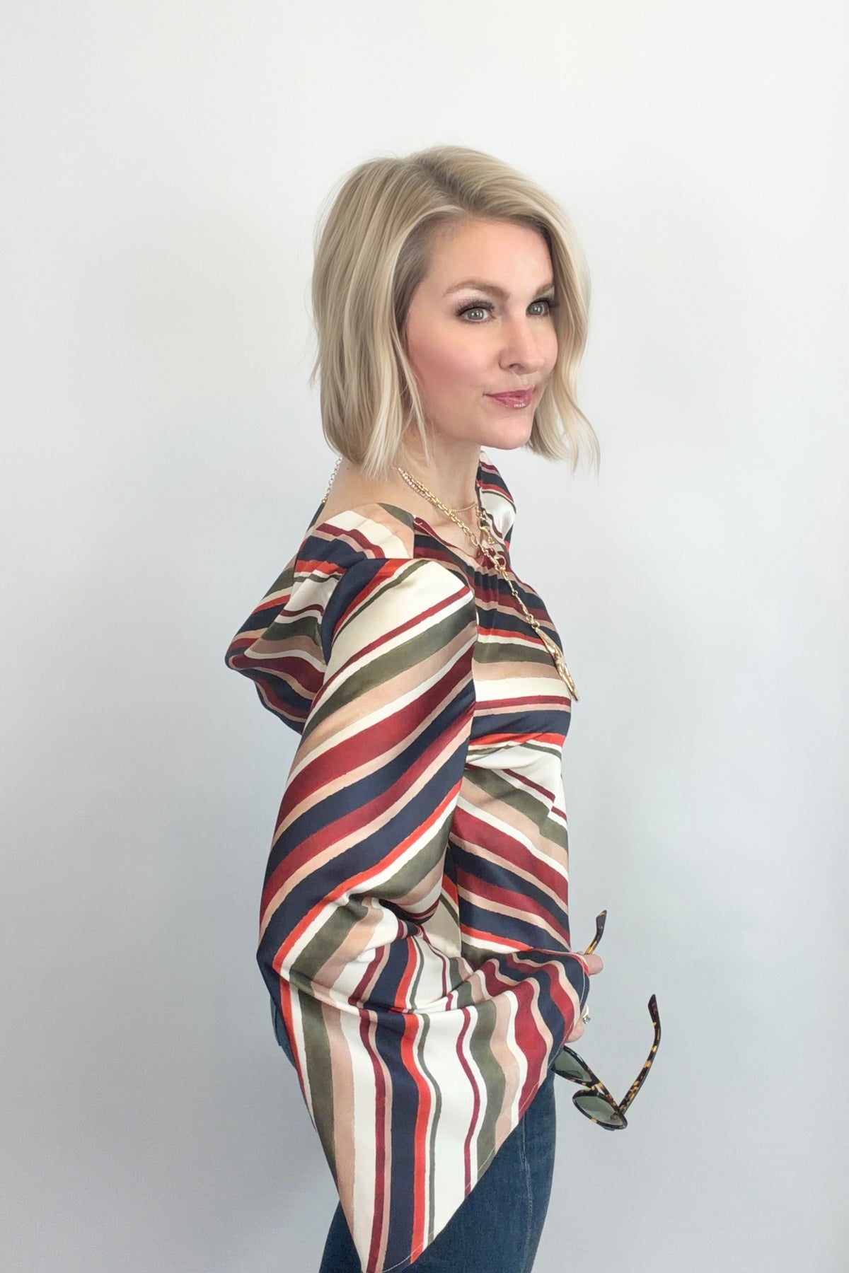 Diagonal Darling Satin Blouse
