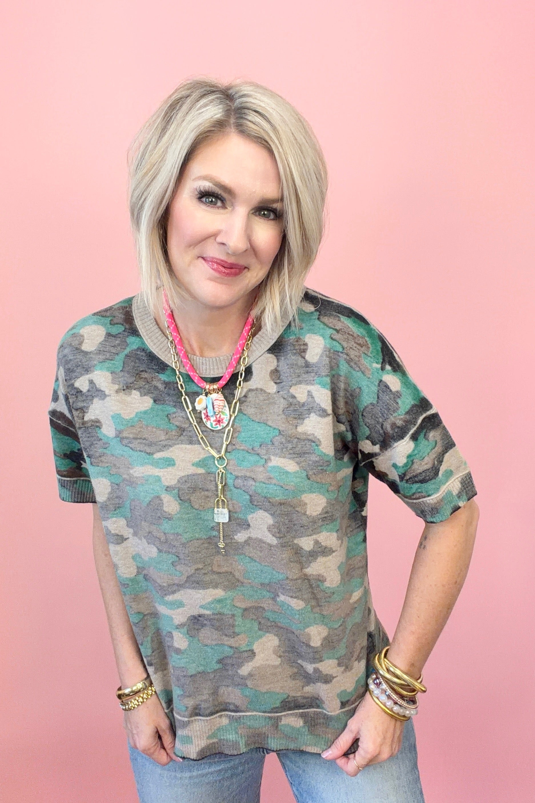 Camo Crush Knit Top