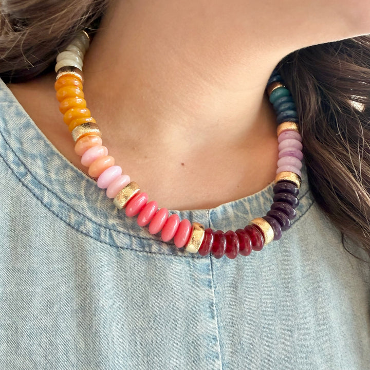 Rainbow Stacked Bead Necklace