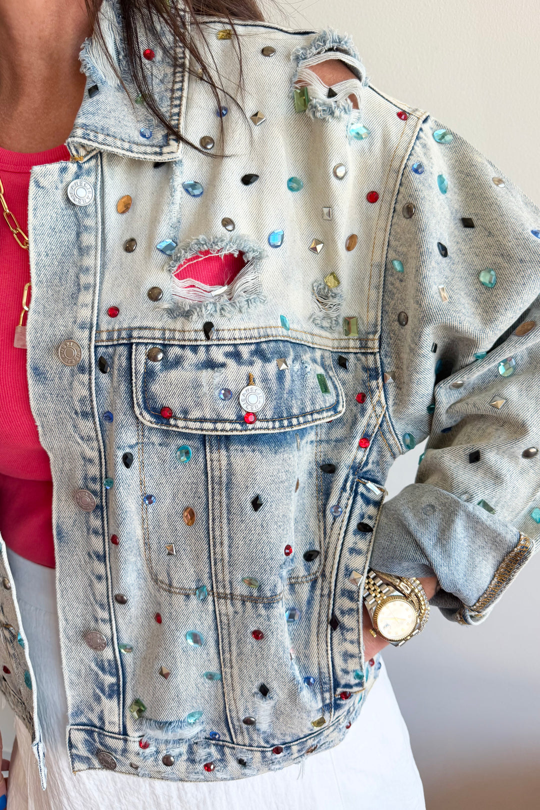 Jewel Drip Denim Jacket