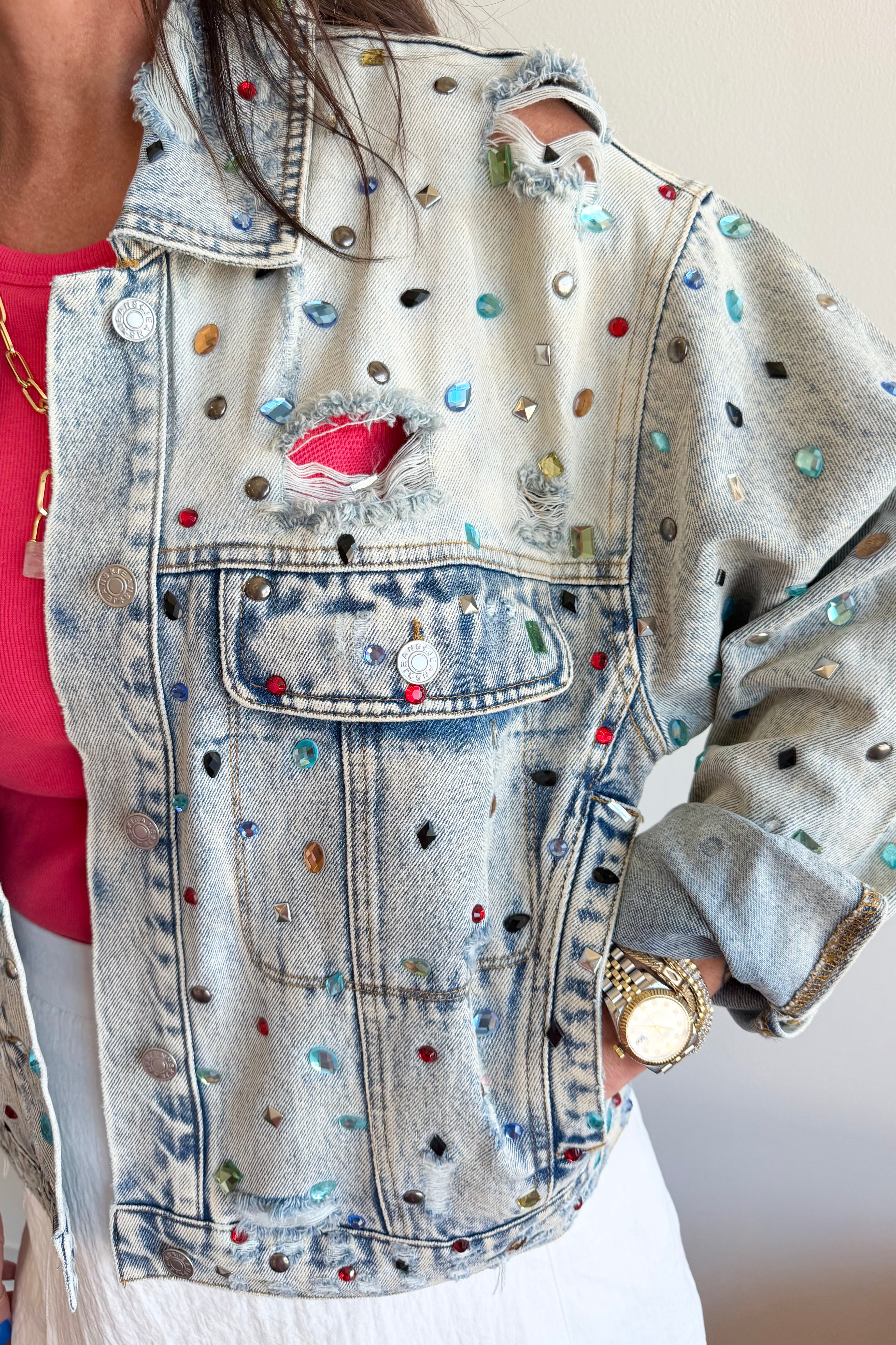 Jewel Drip Denim Jacket
