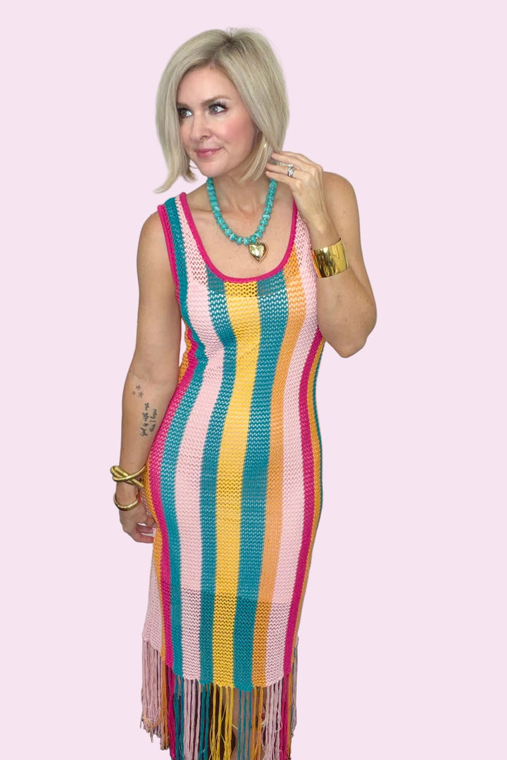 Rainbow Riot Fringe Dress