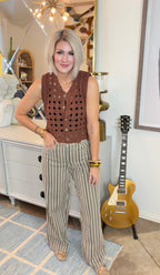 Mocha Striped Low Rise Jeans