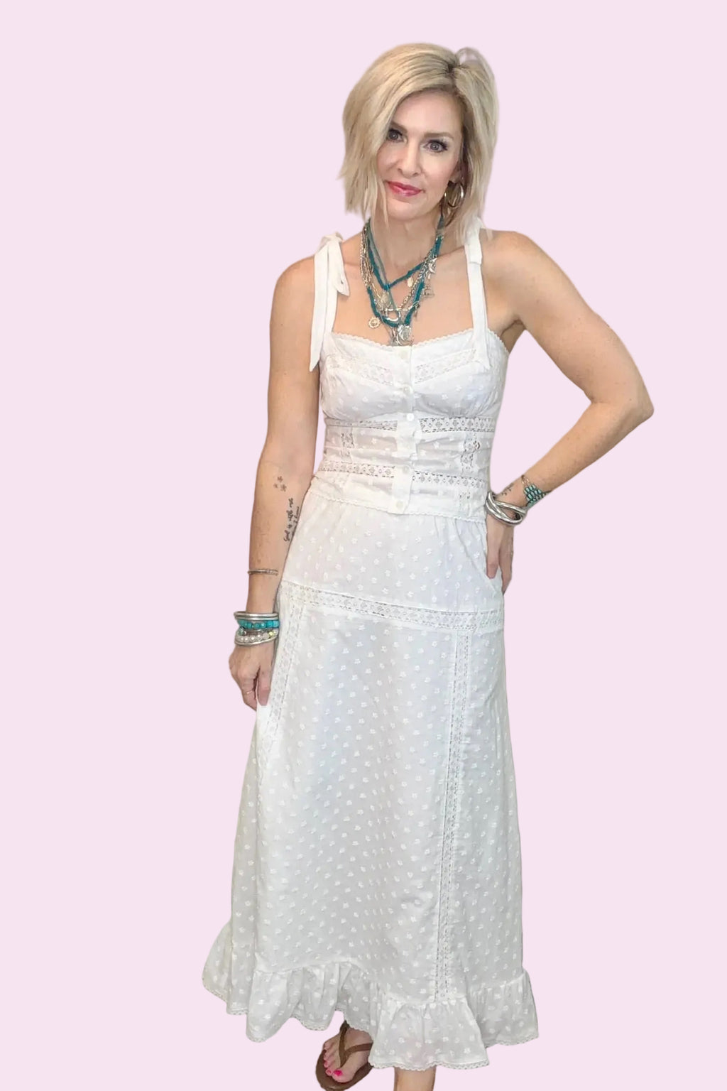 White Embroidered Maxi Skirt