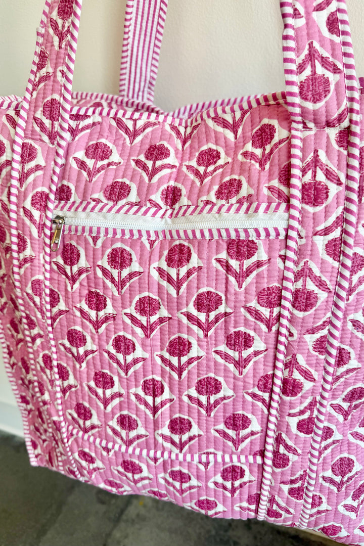 The Block Print Tote- Turquoise Floral, Orange Cheetah, Pink Floral