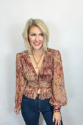 Sangria Shimmer Peplum Blouse
