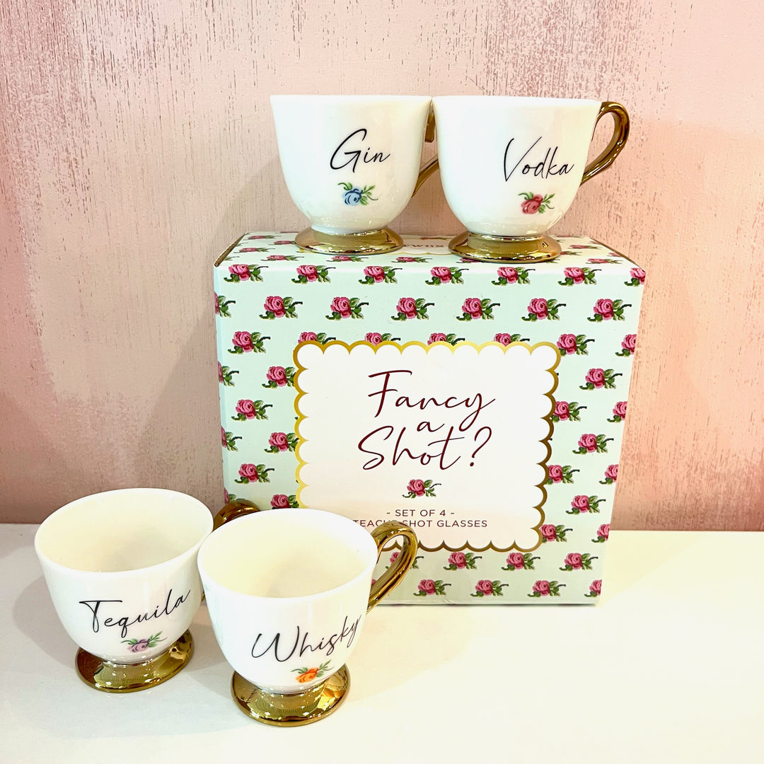 Fancy a Shot- Set of 4 Teacup Shot Glasses