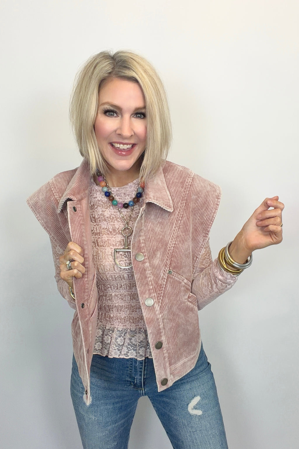 Rose to the Occasion Corduroy Vest